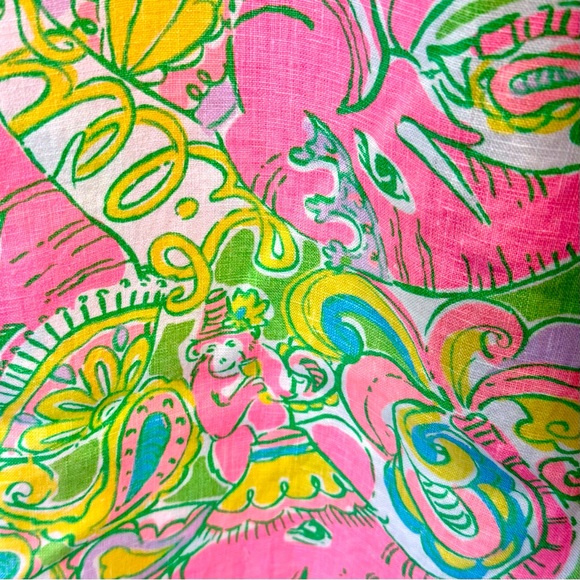 Lilly Pulitzer Multicolored Chin Chin Printed Linen Beach Pants 🦄 🦄 🦄 🐘🐒 - Picture 3 of 7